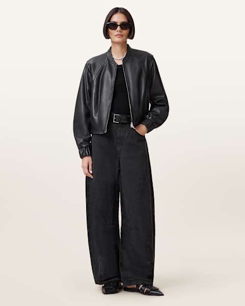 Image for Martina Leather Bomber Jacket