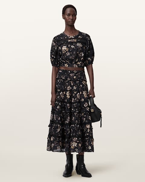 Jupe AllSaints Taille 34 à Paillettes Pour Fêtes - Occasion Très Bon état - Gris/Noir