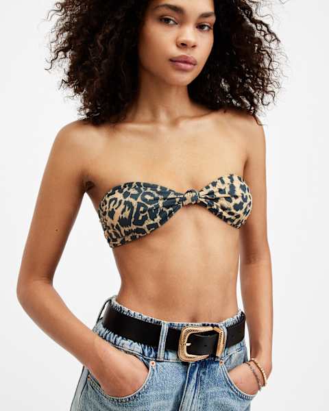 Image for Emma Leopard Print Bandeau Bikini Top
