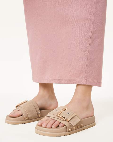 Image for Ellie Studded Buckle Leather Sliders
