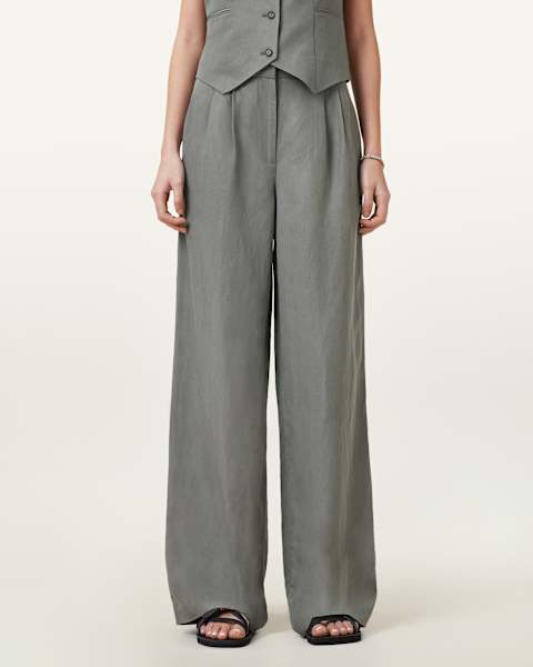 Image for Averie Tencel Wide Leg Linen Blend Trousers