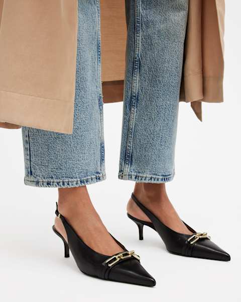 Image for Grace Leather Chain Slingback Heels