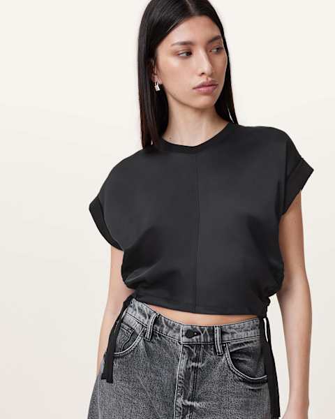 Image for Mira Cropped Satin Drawcord T-Shirt