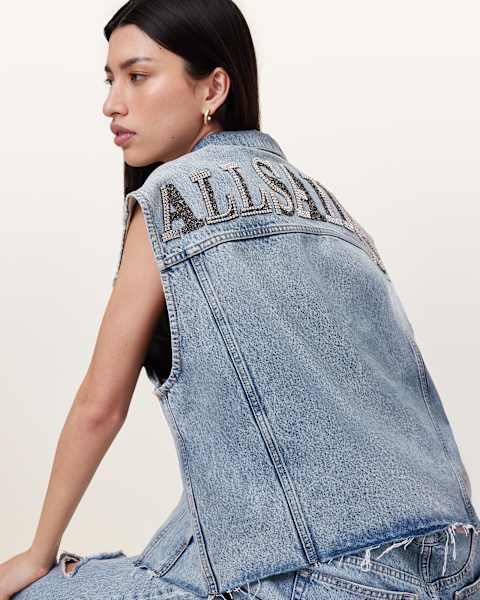Image for Laura Embellished Denim Waistcoat