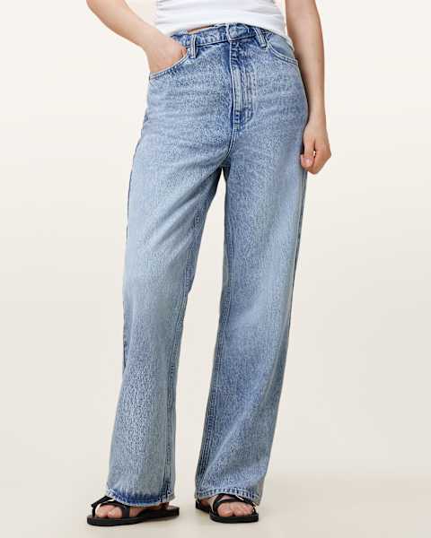 Image for Blake Frayed Wide Leg Denim Jeans