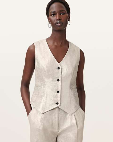 Image for Averie Relaxed Fit Linen Waistcoat