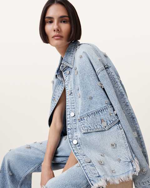 Image for Hettie Embellished Oversized Denim Shacket