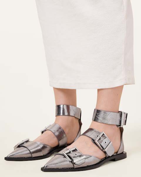 Image for Sutton Metallic Leather Point Toe Shoes