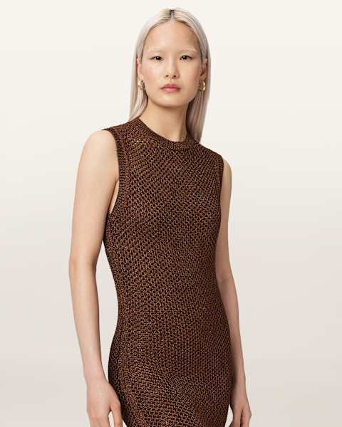 knitted dress sleeveless Sleeveless Contrast Ribbed Knit Maxi Dress main image 1