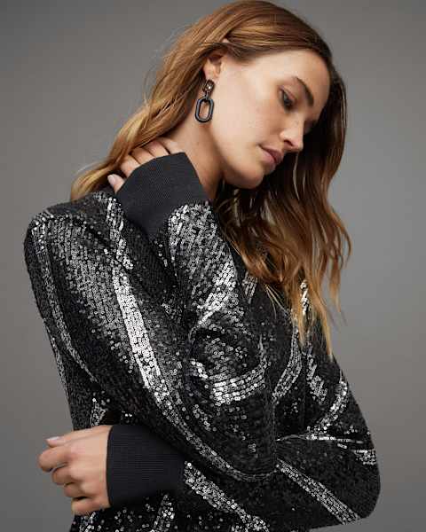 Image for Juela Sequin Striped Bowi Mini Dress