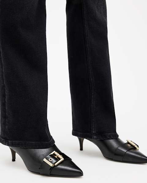 Image for Rebecca Pointed Toe Leather Buckle Boots
