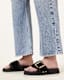 Ellie Raffia Buckle Leather Sliders