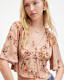 Tian Floral Print Oto Shirred Bust Top