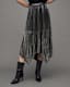 Lerin Metallic Asymmetric Midi Skirt