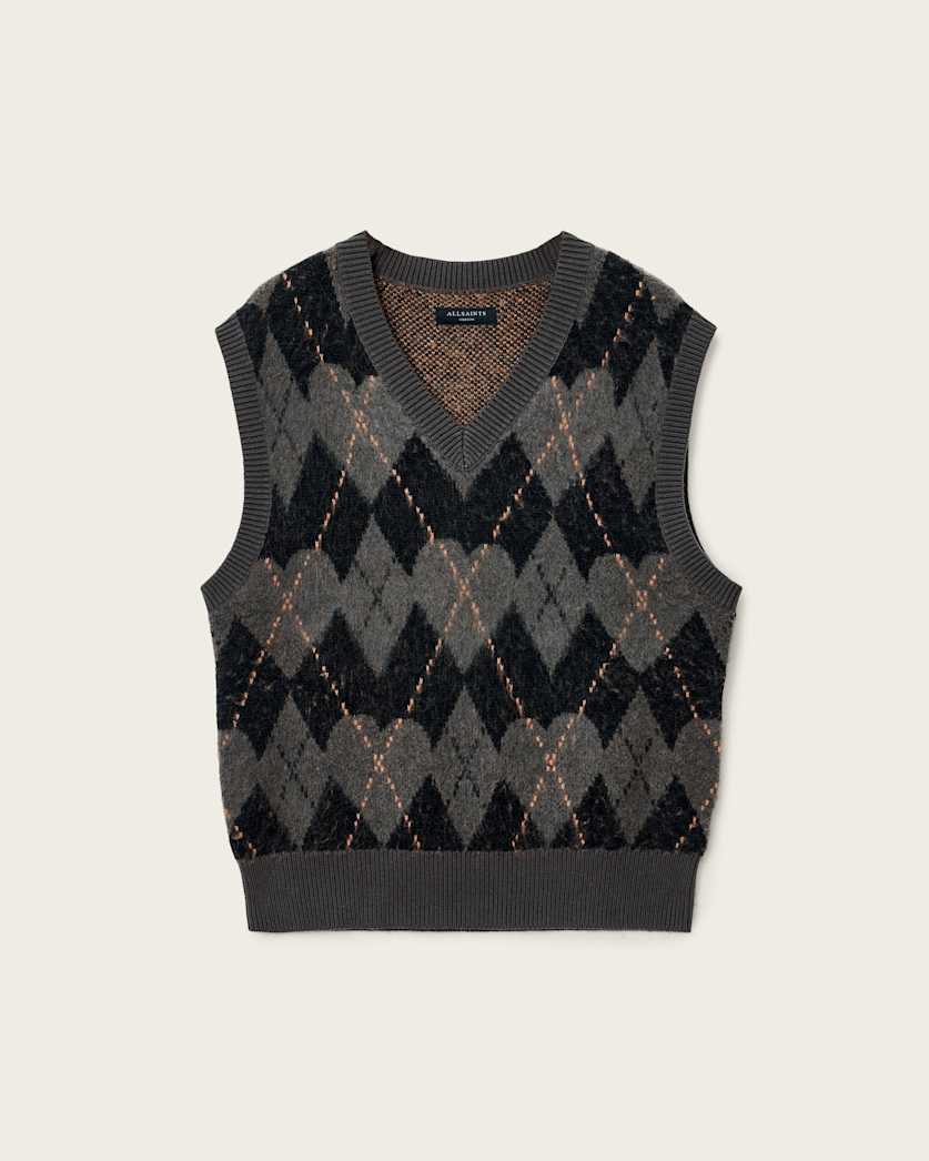 Adore Argyle Knitted V-Neck Tank Top