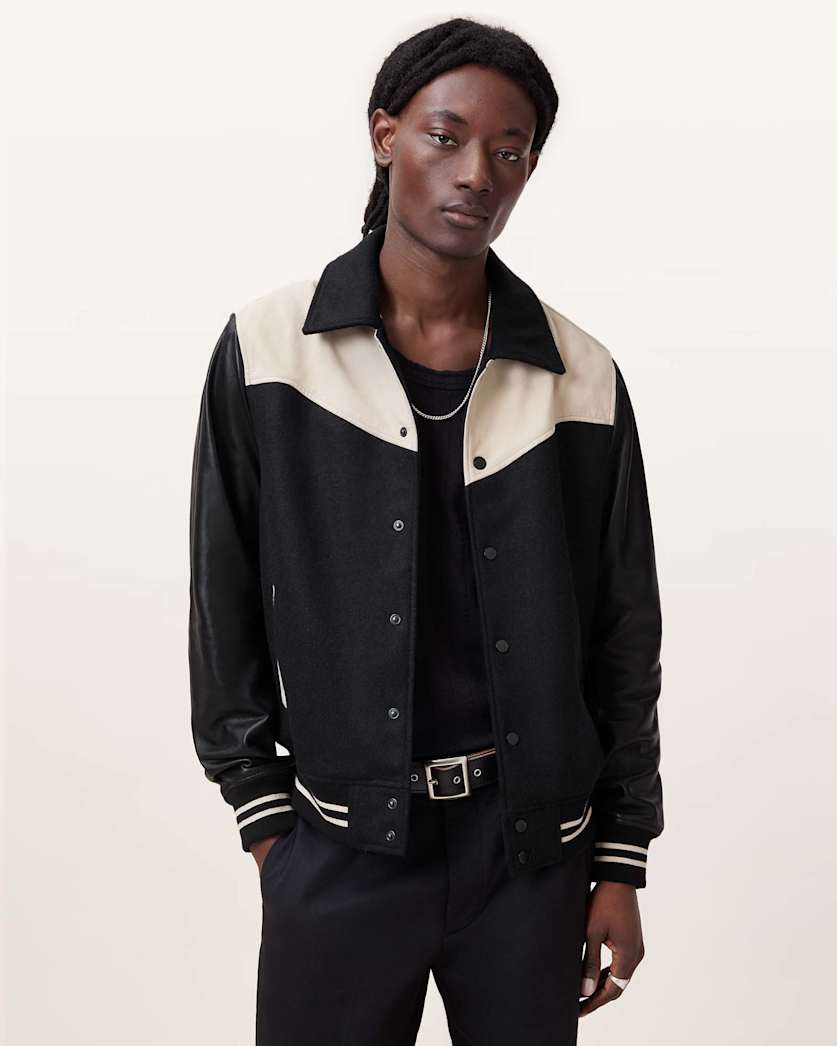 Endleton Contrast Leather Bomber Jacket
