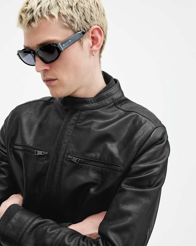 Jade Tab Collar Leather Jacket