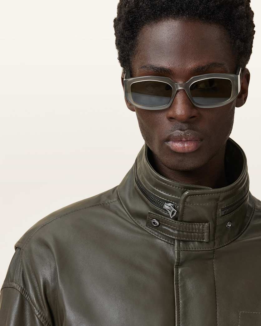 Halton Funnel Collar Leather Jacket