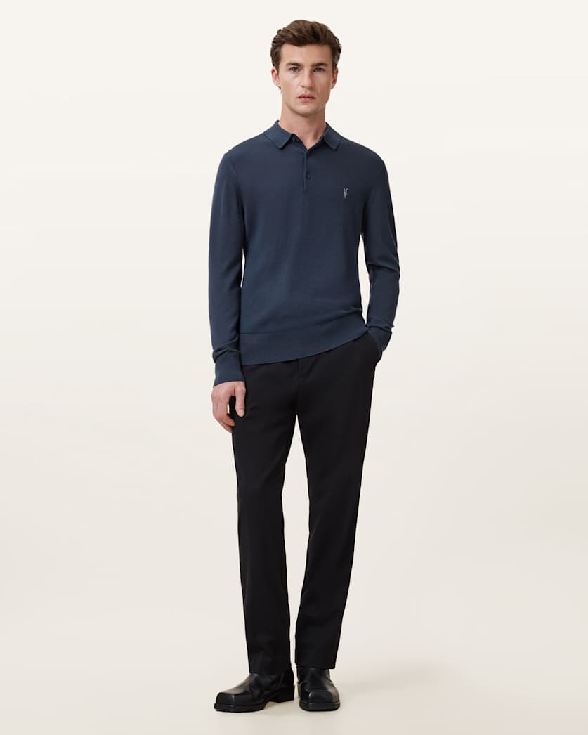 Mode Merino Long Sleeve Ramskull Polo Shirt