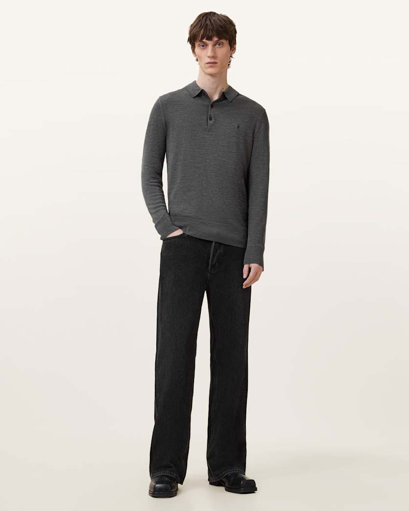 Mode Merino Long Sleeve Ramskull Polo Shirt