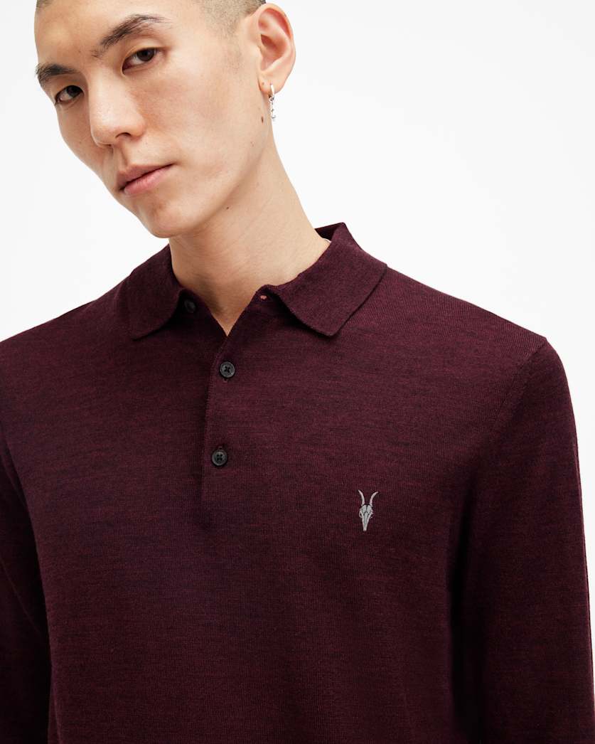 Mode Merino Long Sleeve Ramskull Polo Shirt