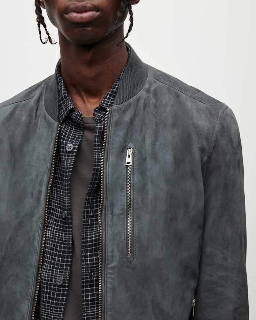 Kemble Suede Suede Grey Bomber Jacket Kemble Suede Bomber Jacket
