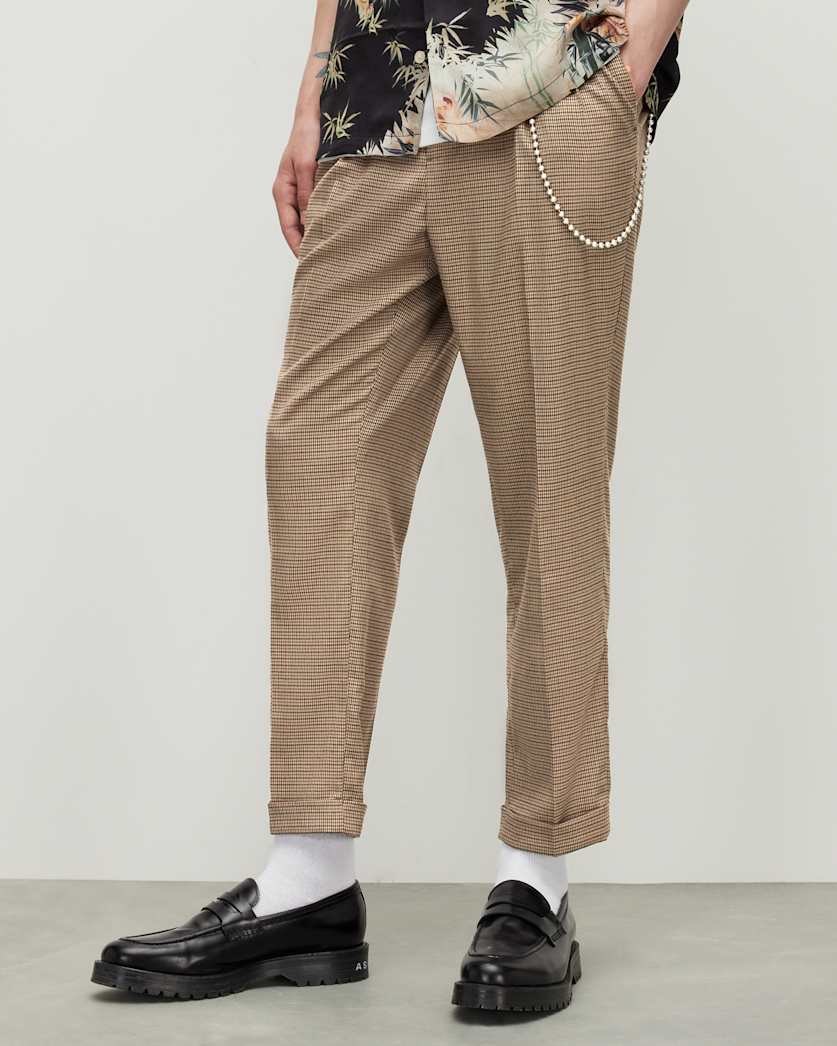 Tiber Cropped Checked Tapered Trousers