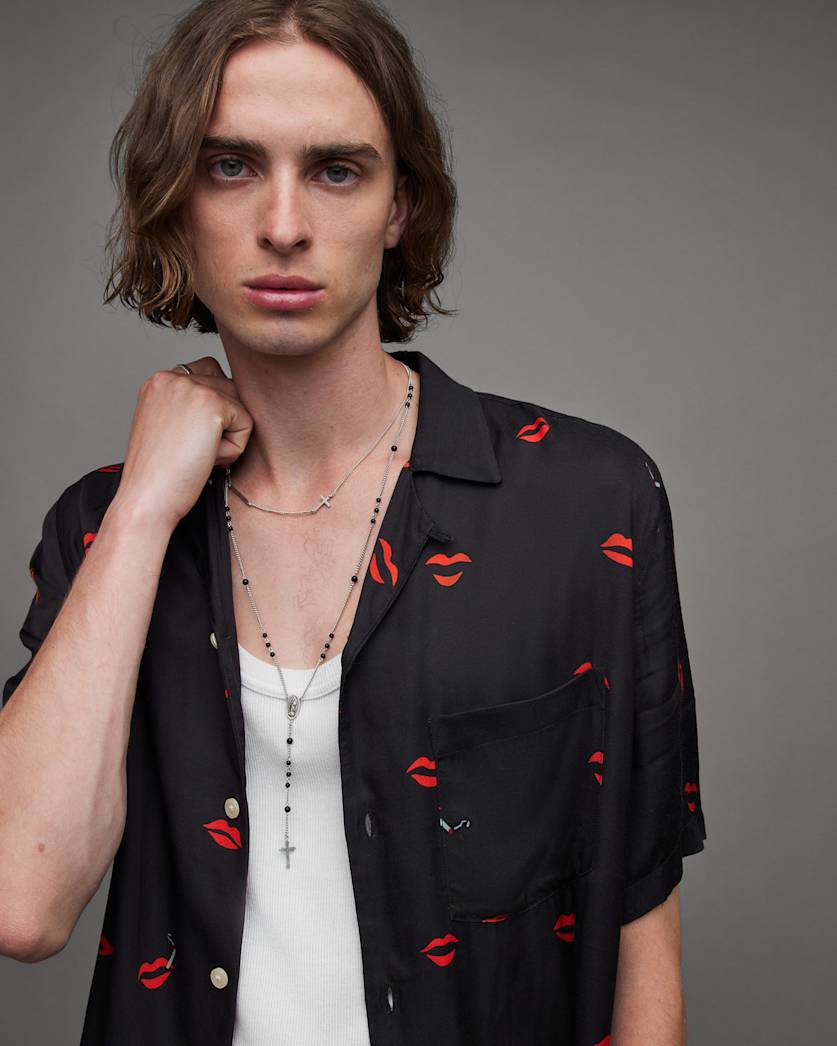 Tekisuto Lip Print Short Sleeve Shirt