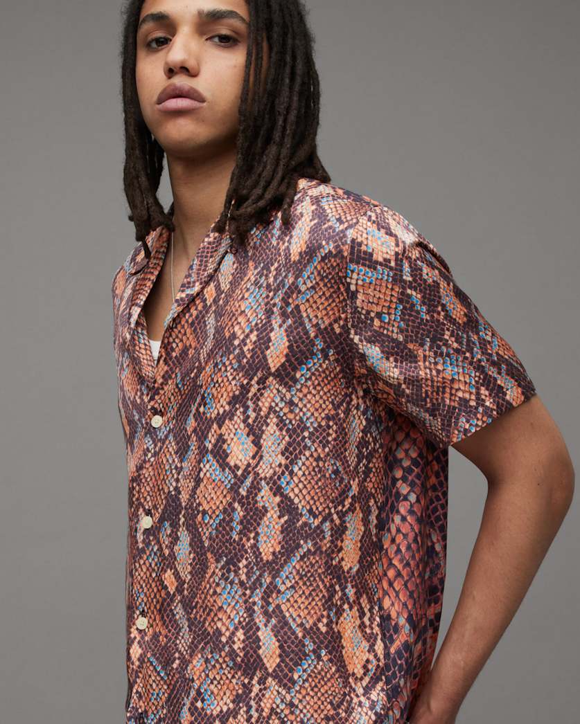 Rattle Snake Print Short Sleeve Shirt