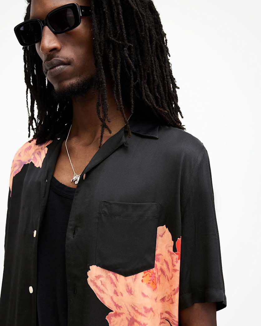 Roze Floral Print Relaxed Fit Shirt