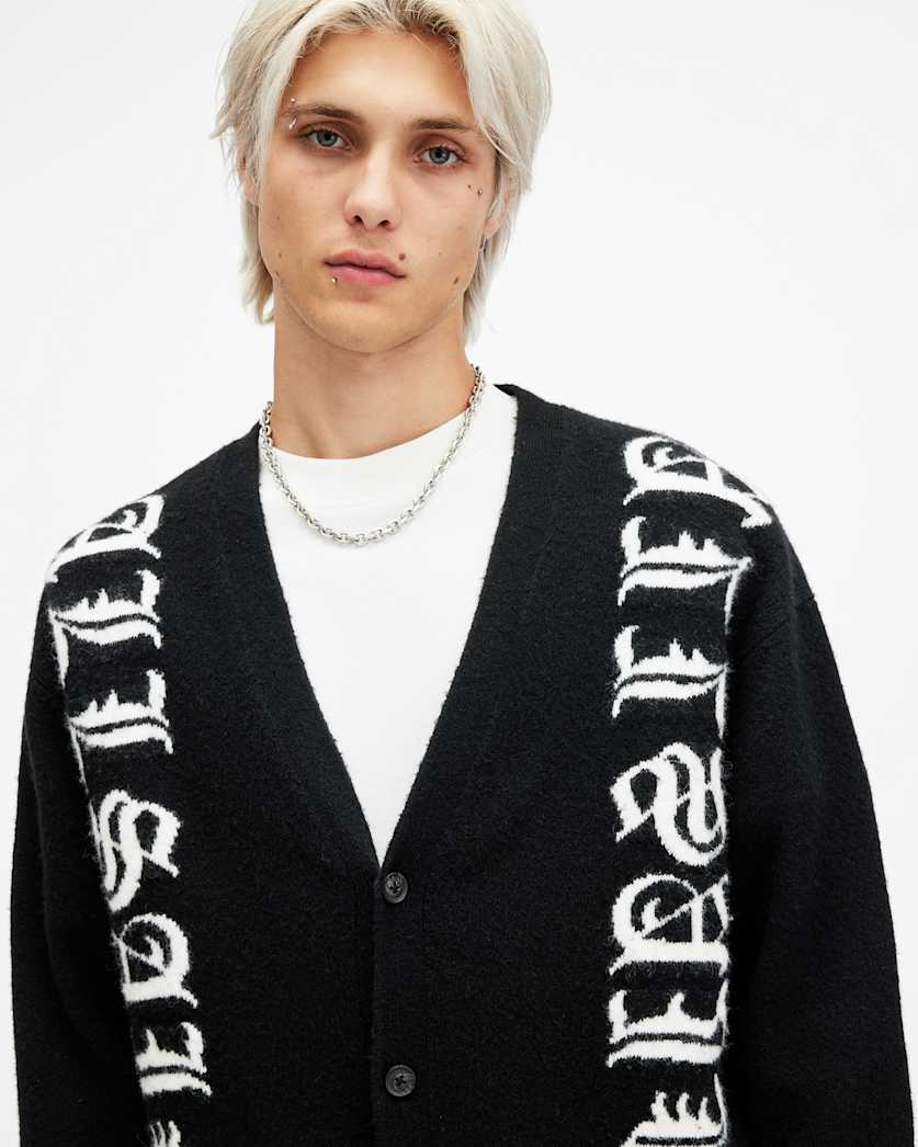 Scripture Gothic Jacquard Logo Cardigan