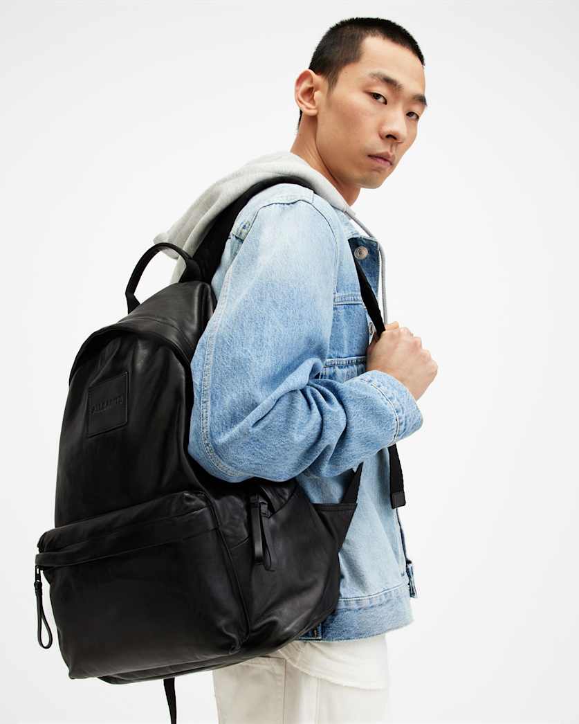 Carabiner Embossed Logo Leather Backpack