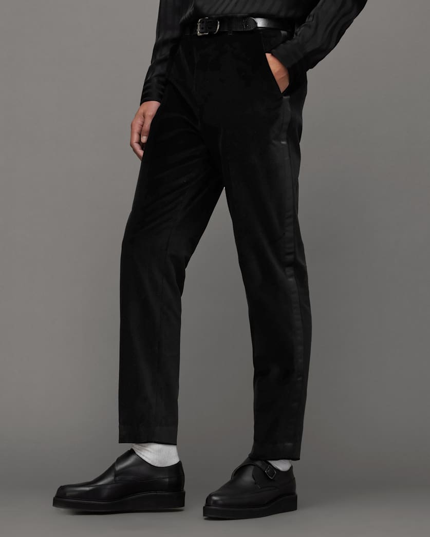 Lyra Satin Trim Velvet Slim Fit Trousers