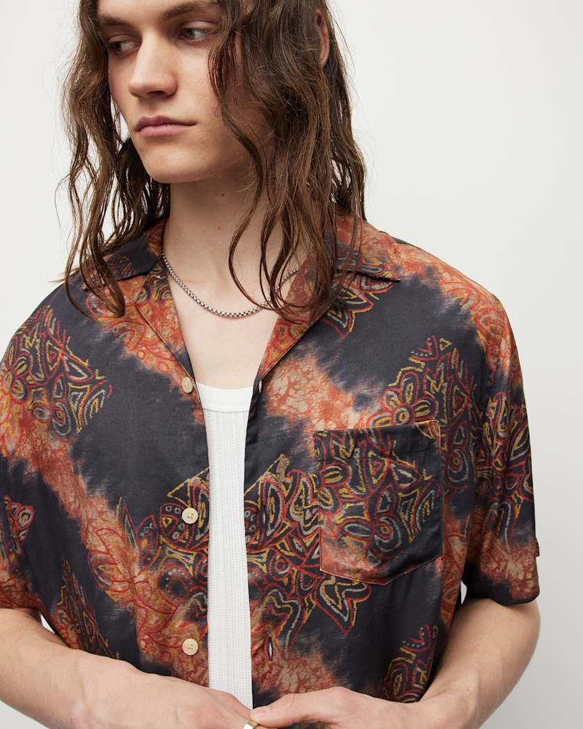 Zipo Camp Collar Tie Dye Relaxed Shirt