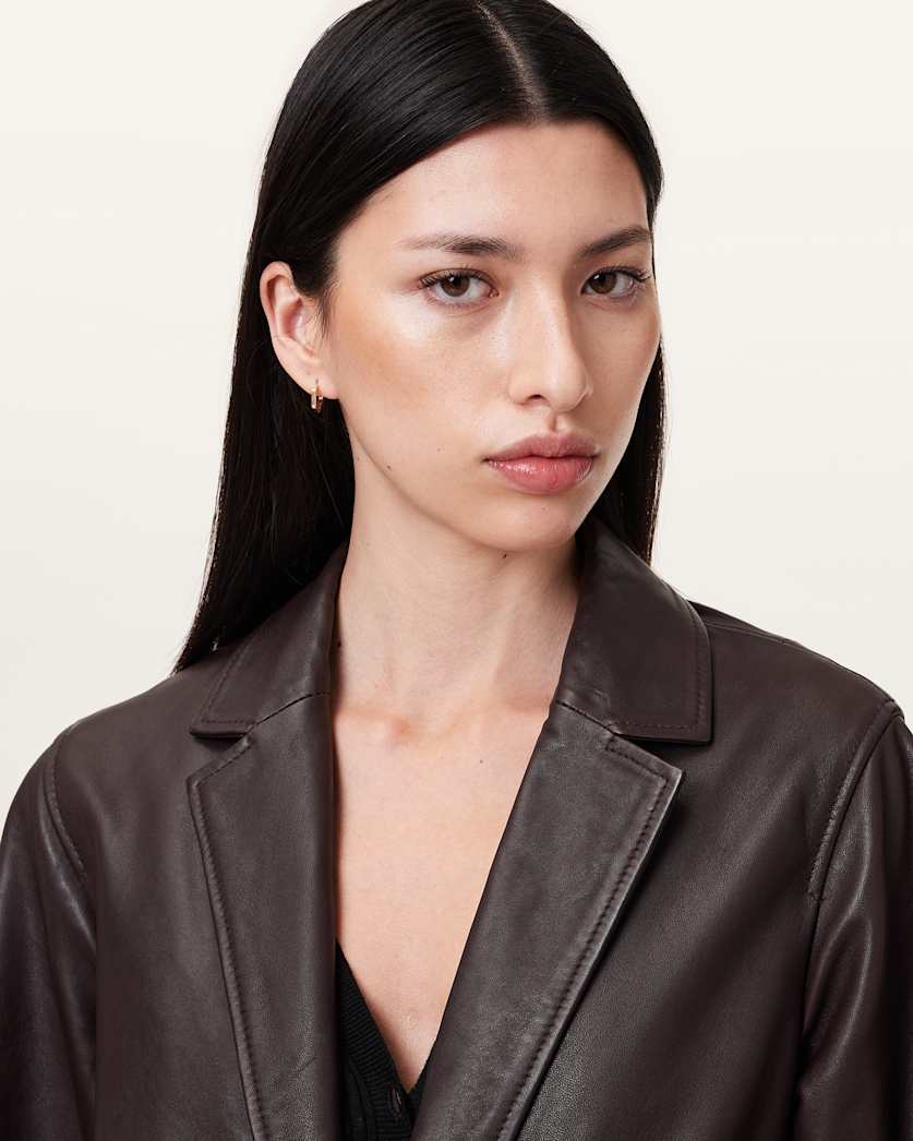 Aire Long Line Leather Coat