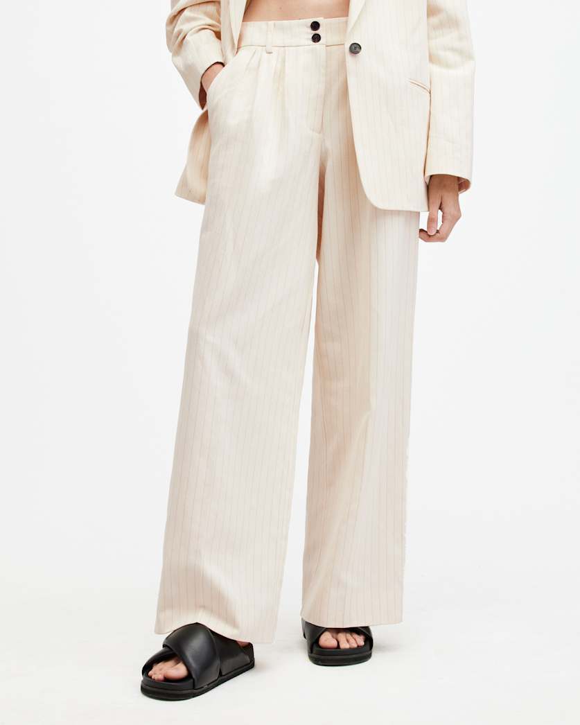Payton Wide Leg Linen Blend Trousers
