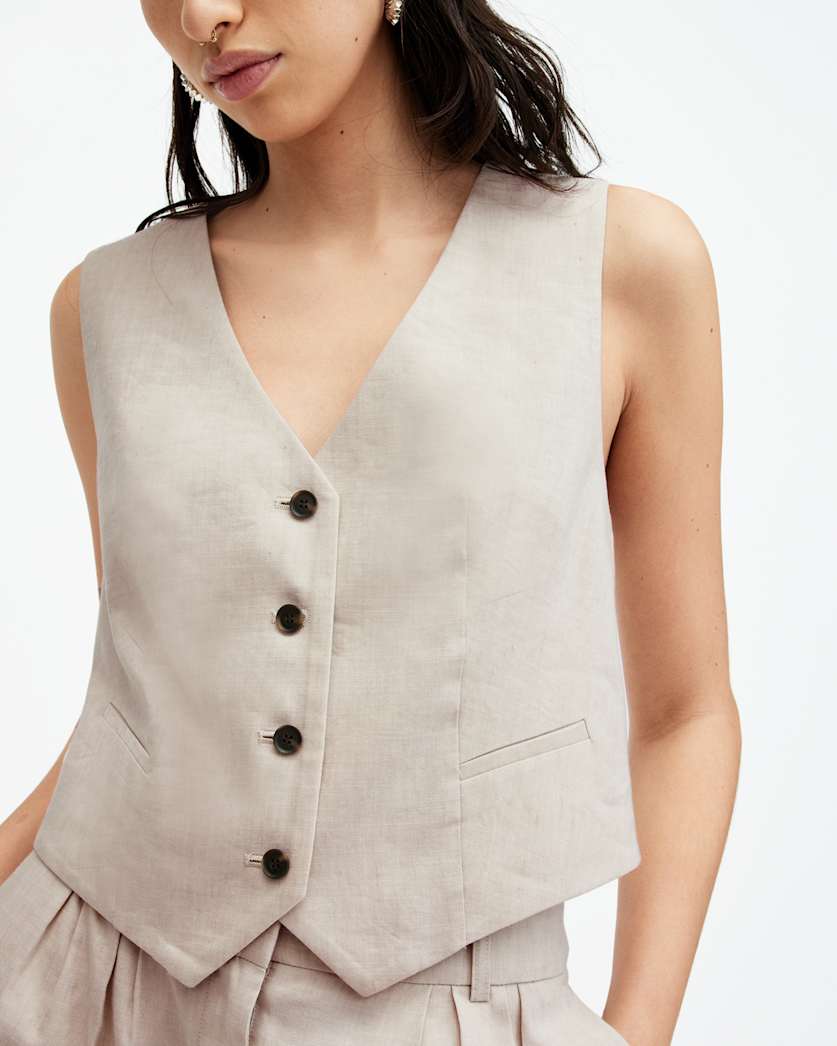 Whitney Linen Blend V-Neck Waistcoat