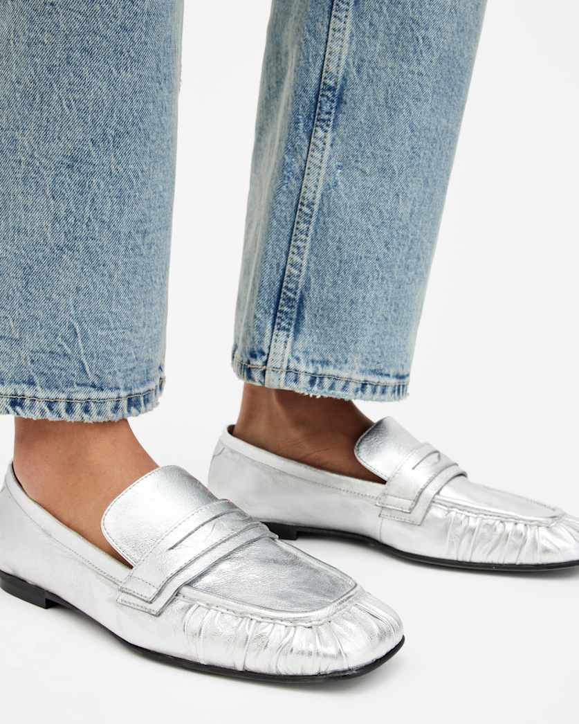 Sapphire Metallic Leather Loafer Shoes