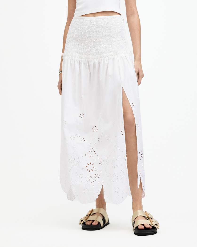 Alex Embroidered Broderie Midi Skirt