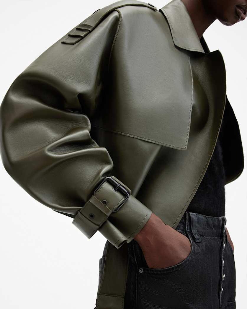 Ophelia Cropped Bonded Leather Jacket