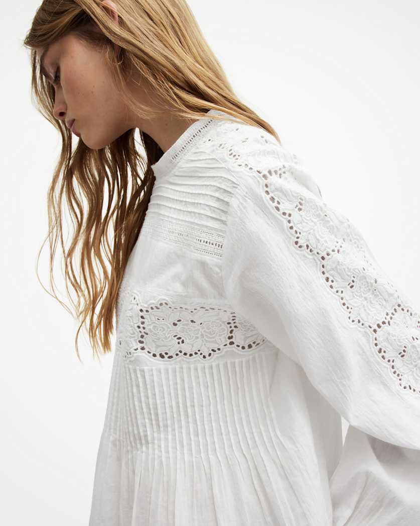 Elaia Embroidered Lace Trim Top