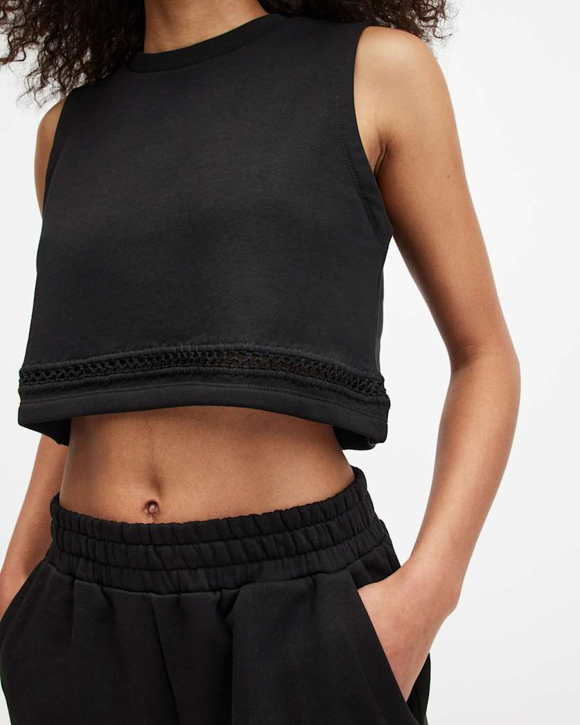 Ewelina Crochet Trim Cropped Tank Top