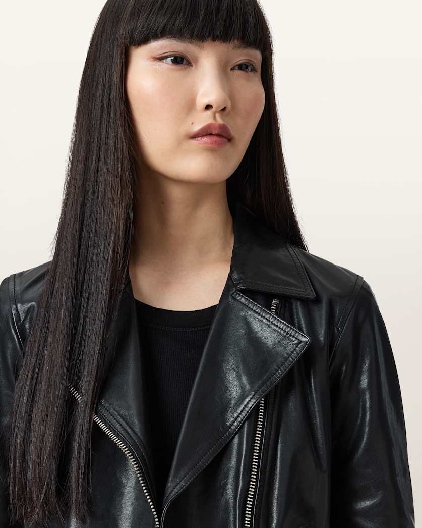 Vela Slim Fit Leather Biker Jacket