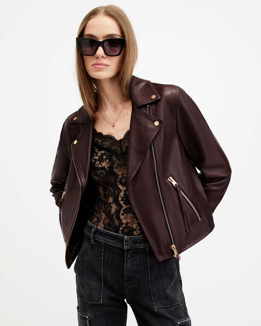 Dalby Slim Fit Leather Biker Jacket