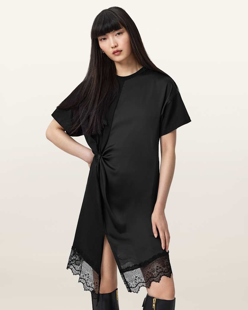 Lana Lace Trim Mini T-Shirt Dress
