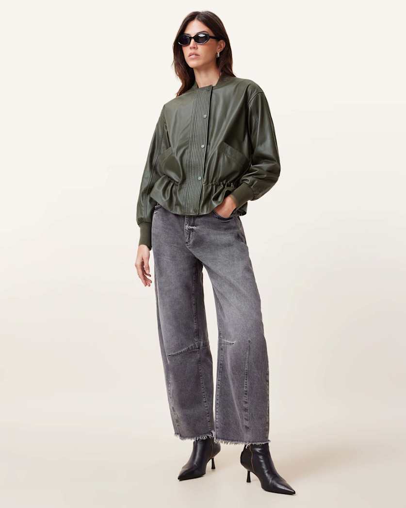 Sofi Drawstring Leather Bomber Jacket