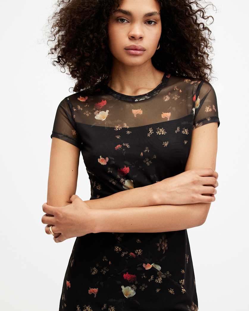 Hanna Short Sleeve Mesh Kora Midi Dress