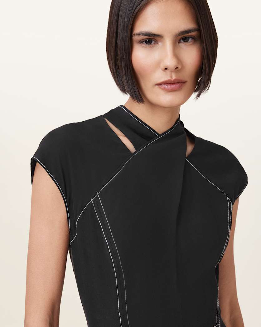 Amari High-Neck Midi Dress