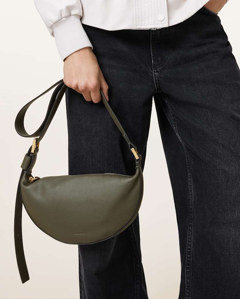 Half Moon Leather Crossbody Bag
