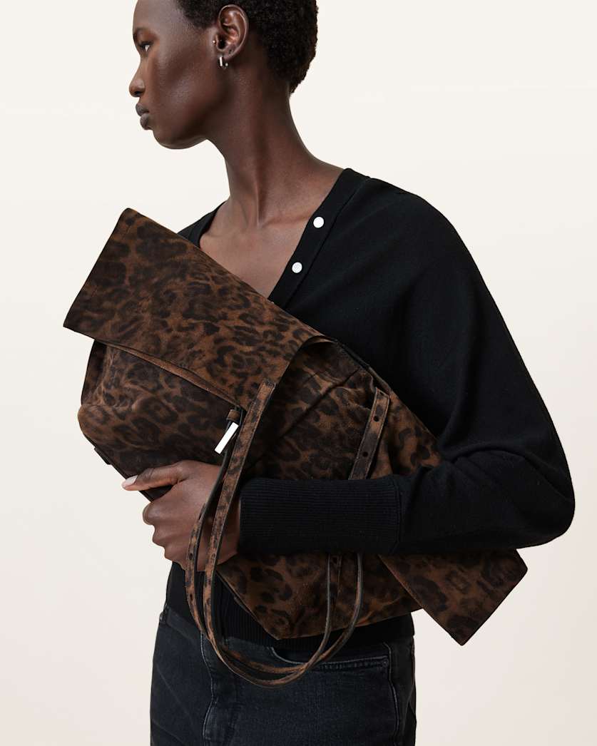 Ara Leopard Print Suede Tote Bag